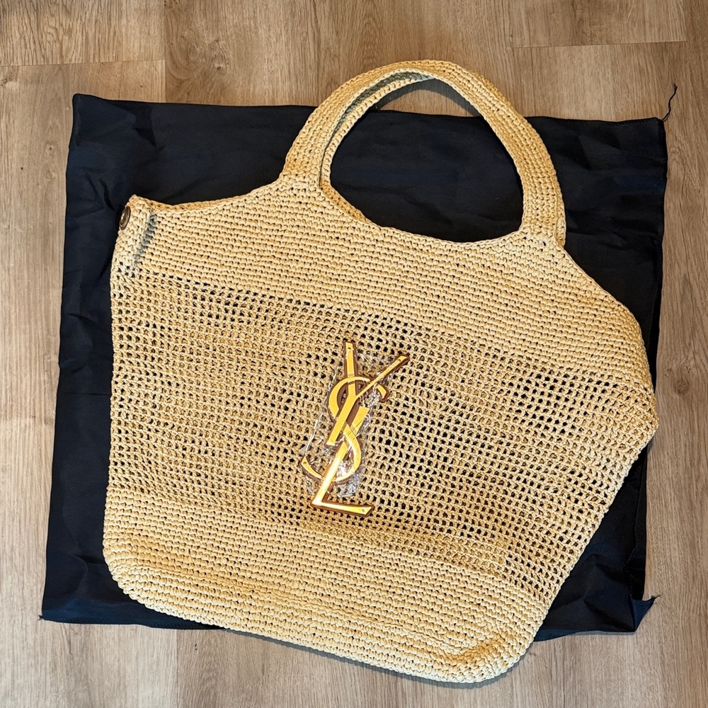 Yves Saint Laurent Tan Woven Tote